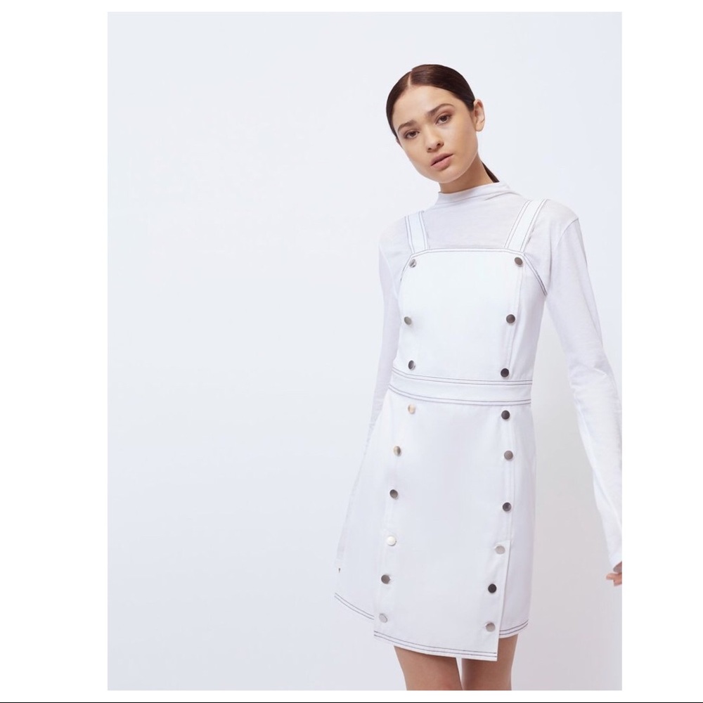 BLDWN WHITE BUTTON FRONT DENIM MINI DRESS - Picture 13 of 13
